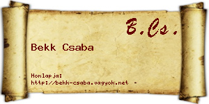 Bekk Csaba névjegykártya